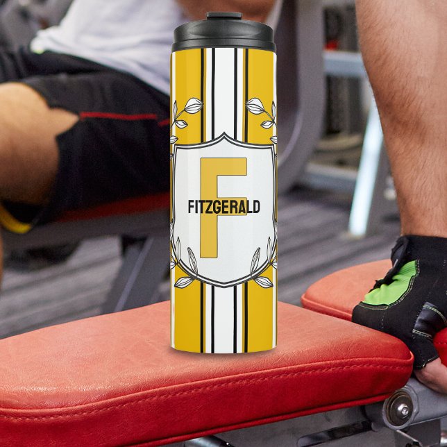 Custom Yellow White Black Stripes Thermal Tumbler (Creator Uploaded)
