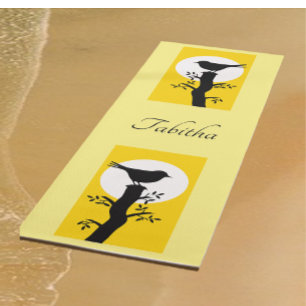 Custom Yellow Zen Bird Yoga Mat