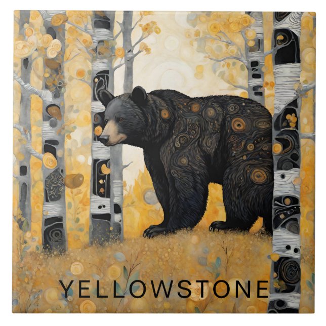Custom Yellowstone Black Bear Decor  Ceramic Tile (Front)