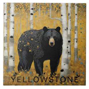 Custom Yellowstone Black Bear Decor  Ceramic Tile