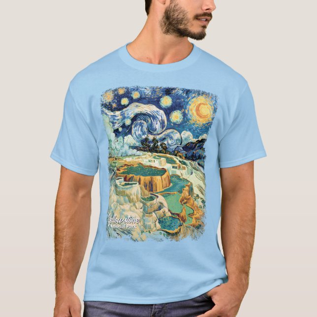 Custom Yellowstone Mammoth Hot Springs Van Gogh T-Shirt (Front)
