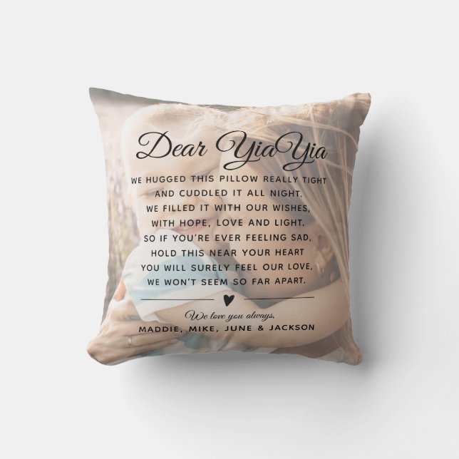 Custom YiaYia Message Photo Modern Mother's Day Cushion (Front)