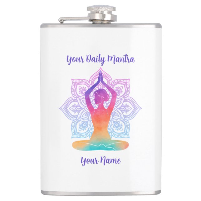 Custom Yoga Flask with Name & Mantra (Front)