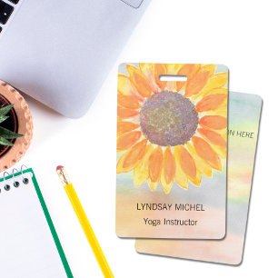 Custom Yoga Instructor Sunflower ID Badge