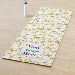 Custom Yoga Mat With Logo Yellow Butterflies