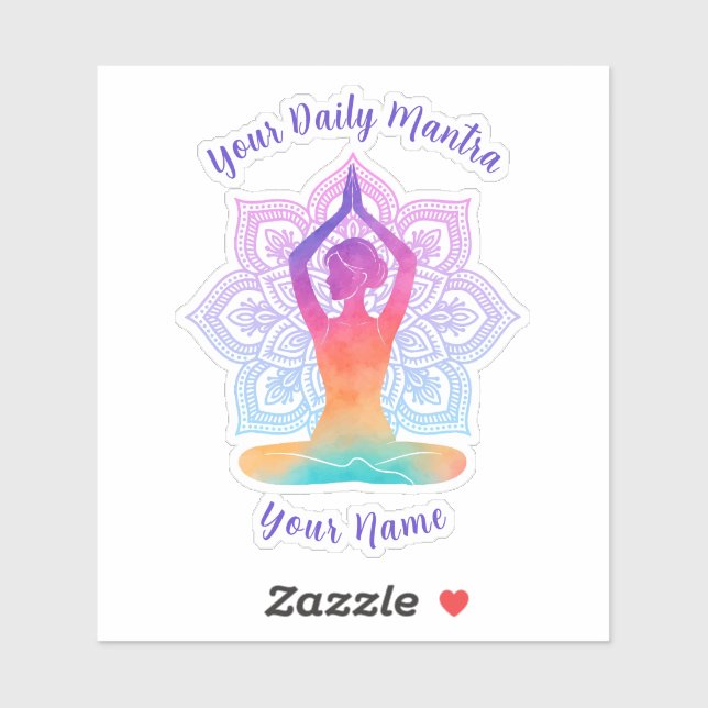 Custom Yoga Vinyl Sticker with Name & Mantra (Sheet)