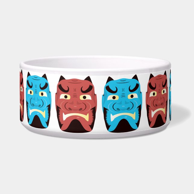Custom Yokai Oni Demon Pet Bowl (Front)