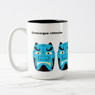 Custom Yokai Oni (Japanese Demon) Mug, 15 oz Two-Tone Coffee Mug