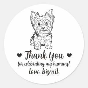Custom Yorkie Dog Wedding Favour Stickers