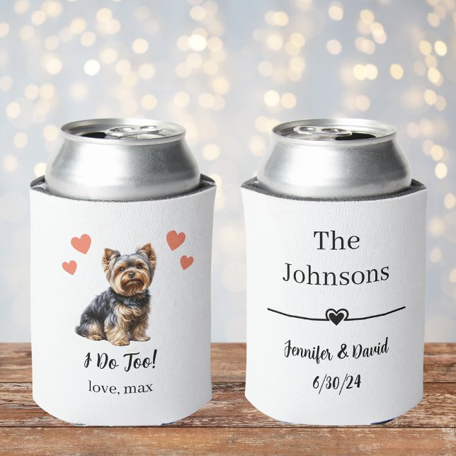 Custom Yorkie Pet Wedding Can Cooler (Creator Uploaded)