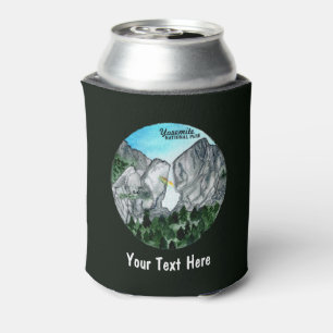 CUSTOM Yosemite National Park Waterfal Watercolor Can Cooler