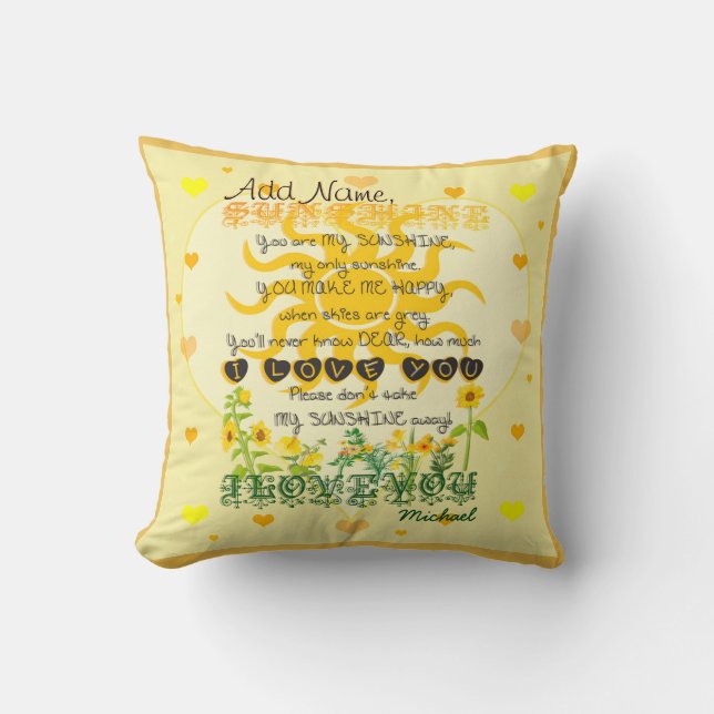 Custom You are My Sunshine Cushion (Front)