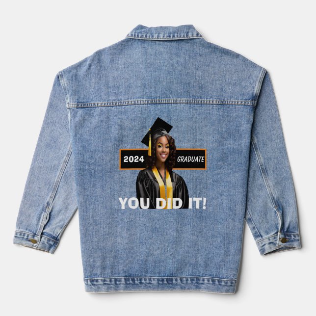 CUSTOM-YOU DID IT! 2024 GRADUATE PHOTO DENIM JACKET (Back)
