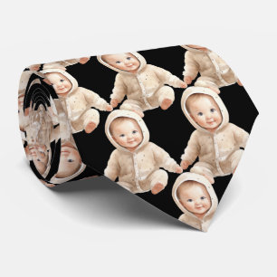 Custom Your Baby Photo Cut-Out Black Neck Tie