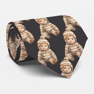 Custom Your Baby Photo Cut-Out Dark Gray Neck Tie