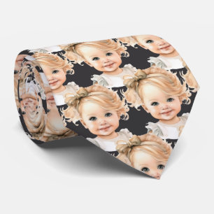 Custom Your Baby Photo Cut-Out Dark Grey Neck Tie
