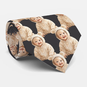 Custom Your Baby Photo Cut-Out Dark Grey Neck Tie