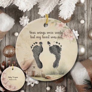 Custom Your Baby's Foot Prints Vintage Memory Ceramic Ornament