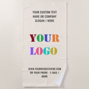 Custom Your Business Logo and Text Beach Towel