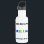 Custom Your Business Logo and Text Water Bottle<br><div class="desc">Custom Logo Name Website Promotional Personalised Company Office Promotion Business or Personal Customisable Colours and Text Modern Water Bottles / Gift - Add Your Logo - Image - Photo / Name - Company / Website or E-mail or Phone - Contact Information / Address - Resize and Move or Remove /...</div>