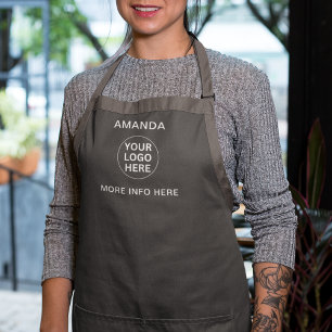 Custom Your Business Logo Clean Grey Professional  Apron