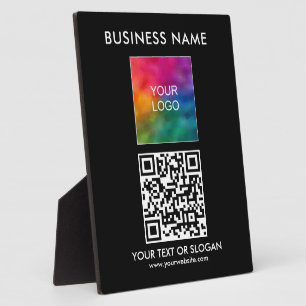 Custom Your Business Logo Slogan QR Code Template Plaque