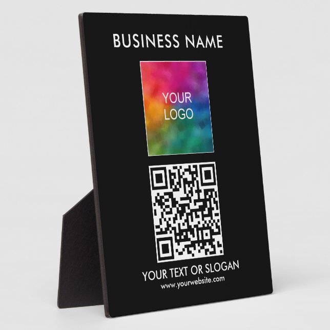 Custom Your Business Logo Slogan QR Code Template Plaque (Side)