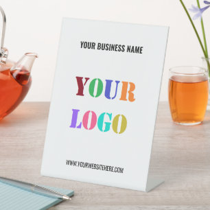 Custom Your Business Logo Text Name Pedestal Sign