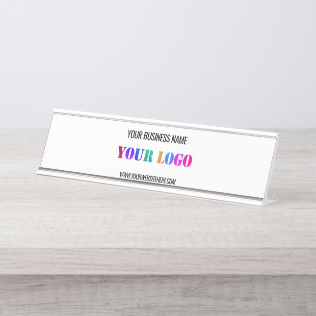 Custom Your Business Logo Website Desk Name Plate (Front)