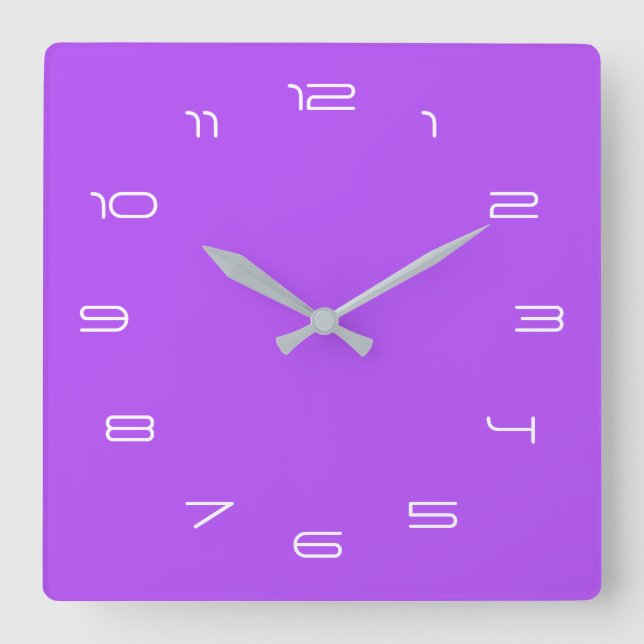 Custom Your Colours Number Font Personalised Purpl Square Wall Clock (Front)