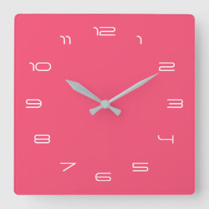 Custom Your Colours Numbers Font Personalised Pink Square Wall Clock