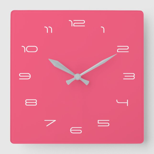 Custom Your Colours Numbers Font Personalised Pink Square Wall Clock (Front)