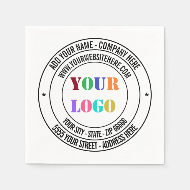 Custom Your Company Logo and Text Business Napkins (Front)
