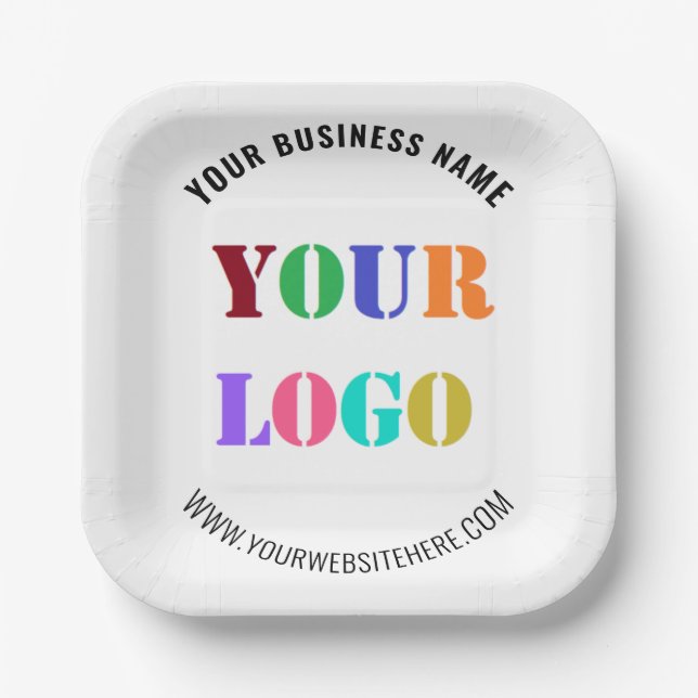 Custom Your Company Logo and Text Paper Plates (Front)