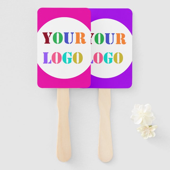 Custom Your Company Logo Hand Fan Choose Colours (Front and Back)