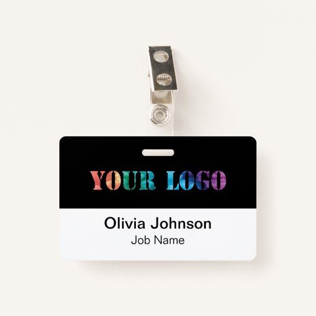 Custom your Company Logo Hard Plastic Name Badge ID Badge (Front with Clip)