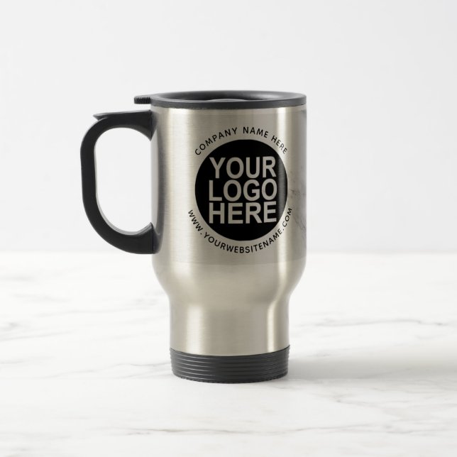 Custom Your Company Logo Marble Travel Mug (Left)