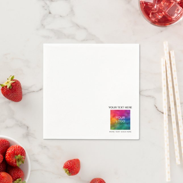 Custom Your Company Logo White Standard Cocktail Napkin (Insitu)