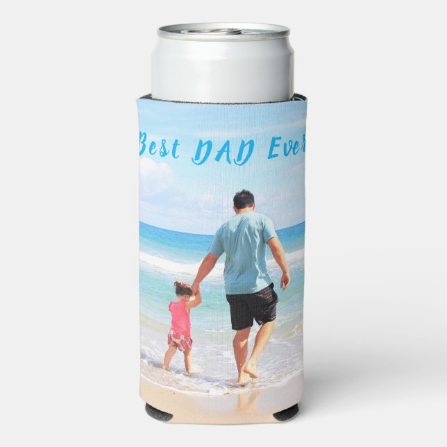 Custom Your Dad Photo Can Cooler Gift with Text (Seltzer Back)