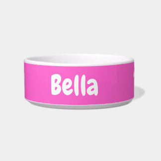 Custom your dog name Personalise pet bowl hot pink