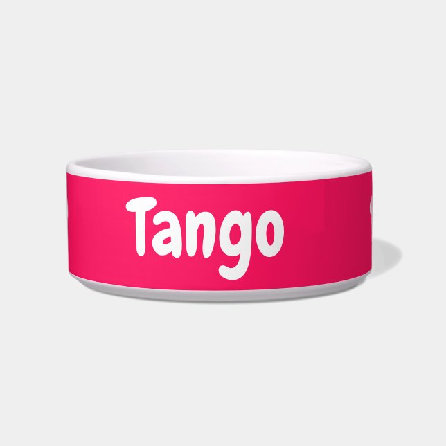 Custom your dog name Personalised pet bowl red (Front)