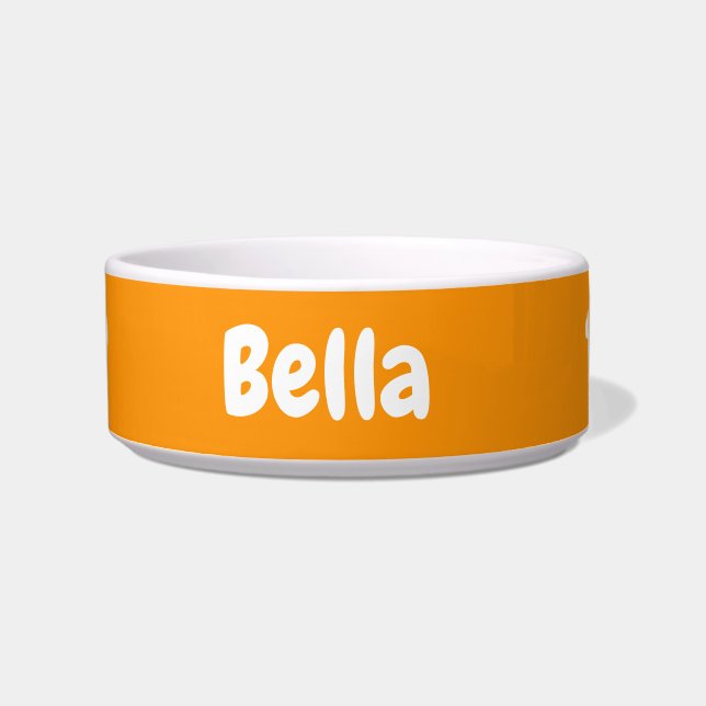 Custom Your Dog Name Personalised Pet Orange Bowl (Front)