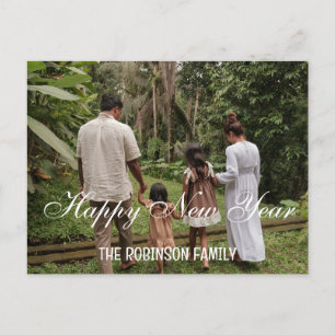 custom your family name and photo Happy New Year Holiday Postcard