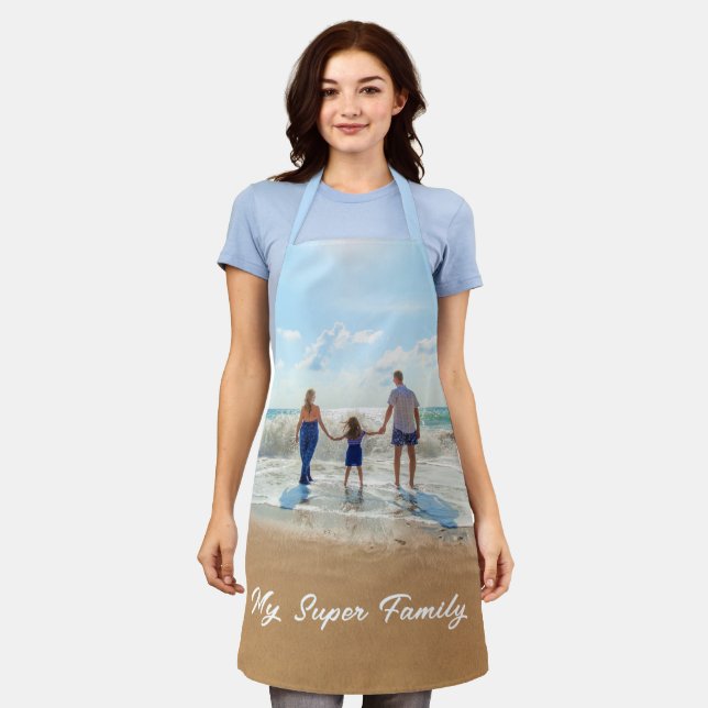 Custom Your Family Photo Apron Gift with Text (Worn)