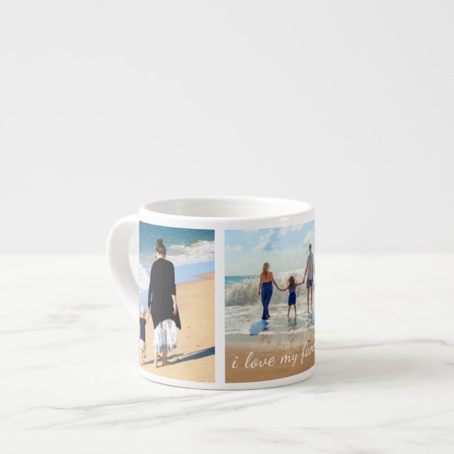 Custom Your Family Photo Collage Text Espresso Cup (Front Left)