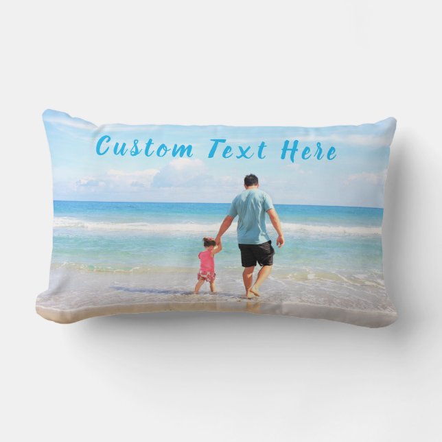 Custom Your Family Photo Pillow with Text (Front)