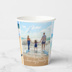 Custom Your Family Photo Text Collage Paper Cups