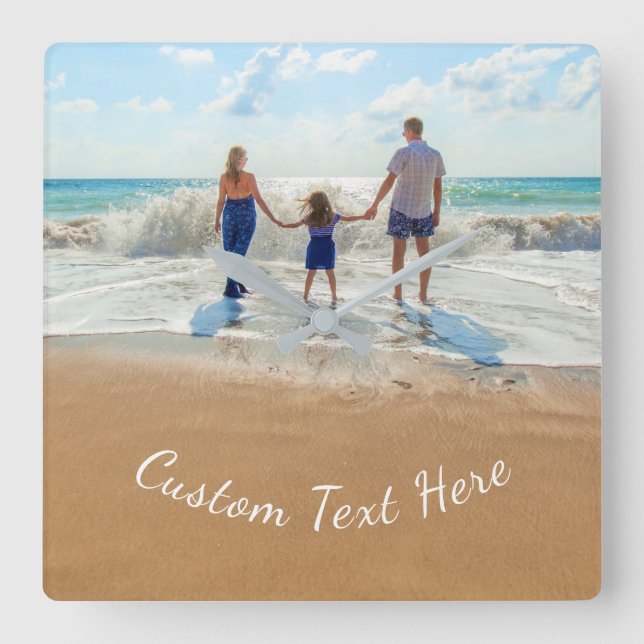 Custom Your Family Photo Wall Clock with Text (Front)
