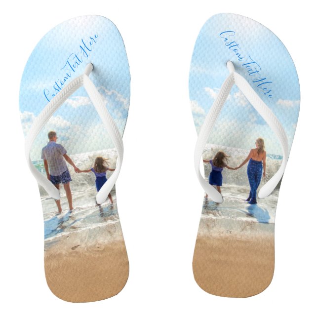 Custom Your Favourite Photo Flip Flops with Text (Footbed)