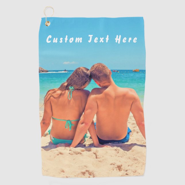 Custom Your Favourite Photo Golf Towel with Text (Front)